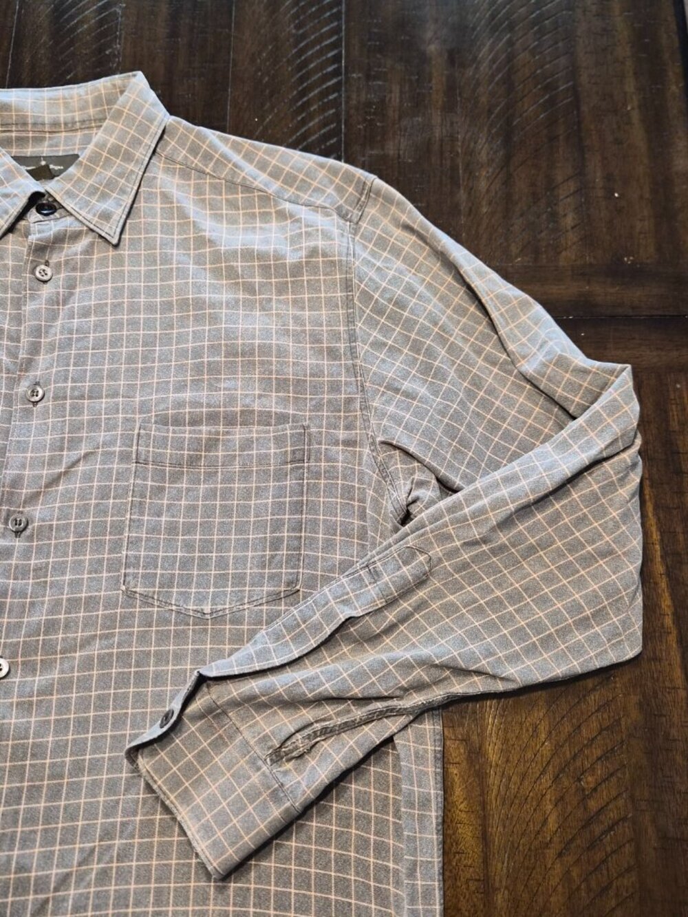 Ermenegildo Zegna Shirt Mens XL Gray Dress Button Down Check Business Italy G654